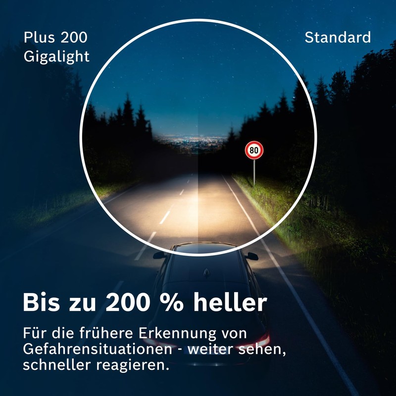 Bosch H4 Plus 200 Gigalight Bulb – 12 V, 60/55