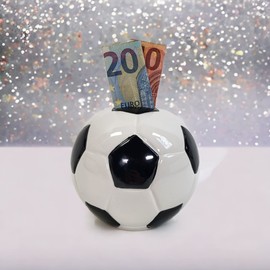 BUSDUGA 4207 Ceramic Football Money Box with Lock and Key Diameter 11 cm Gift Idea Club Fund