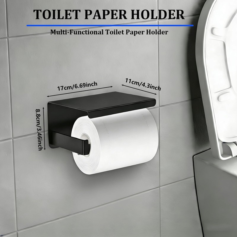 5-Pieces Matte Black Bathroom Hardware Accessories Set,SUS304 Stainless Steel Wall
