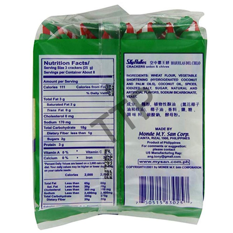 M.Y. San Sky Flakes Crackers, Onion and Chive, 8.8O-10-pack