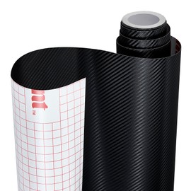 Black Carbon Fiber Car Wrap Vinyl Outdoor/Interior Realistic Carbon Design Vinyl Wrap for Cars, Boat, Bike (Black, 24inch x 30ft)