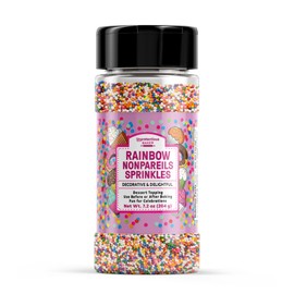 Unpretentious Rainbow Nonpareils Sprinkles (1 Cup), Perfect for Festivities, Multi-Use Shaker Bottle, Dessert Decorating