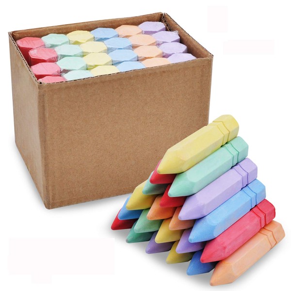 24 PCS Cone Shaped Non-Toxic Washable Sidewalk Jumbo Chalk Set for Art Play, Summer Outdoor Games and Chalkboard Drawing