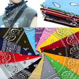 Boolavard Bandana Head Scarf Patterned Paisley Pattern - 100% Cotton Scarf Cloth Pack of 1, 6 or 12 - 6 x Black, size: 55cm X 55cm