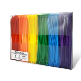 6 Inches 300 Pieces Multi-Purpose Assorted Colored Cable Zip Ties, 18lb Strength