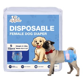 Flying Paws Dog Diapers Female, Disposable Dog Diapers Small Jeans Pattern Doggie Puppy Diapers Female Cats, Small, 32Count