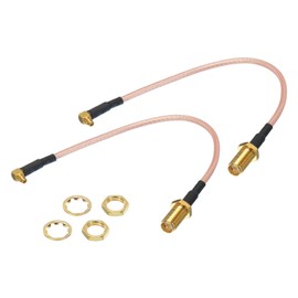 MECCANIXITY 2Pcs 0.5FT/15cm RG316 Coaxial Cables RP-SMA Female to MMCX Male Right Angle Low Loss Coaxial Cable for Network 2G 3G 4G Antenna Router Coax Mobile to Base Antenna Orange