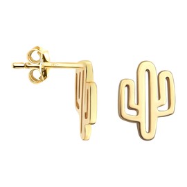 SOFIA MILANI - Women's Earrings 925 Silver Cactus Stud Earrings, Yellow Gold, No Gemstone