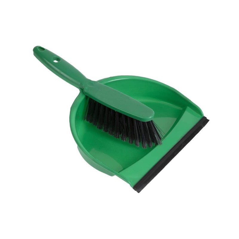 Jantex Soft Dustpan and Brush Set, Green, 220mm Wide, Colour