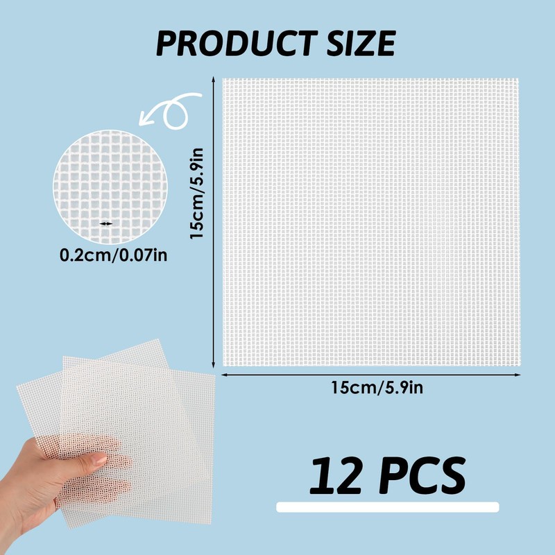 12 Pcs Plastic Mesh Canvas Sheet 15 x 15 cm