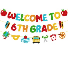 Welcome to 6th Grade Banner First Day of 6th Grade Party Decoration Welcome Back to School Hello 6th Grade Classroom Décor Elementary New Grade Theme Bulletin Board Party Supplies