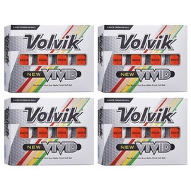 Volvik New Vivid 3-Piece High Visibility Premium Matte Finish Color Golf Balls 4 Dozen (48 Balls) - Orange Color