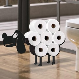 Wigag Dog Toilet Paper Holder for Extra 8 Rolls, Wall Mounted Decorative Toilet Paper Storage, Farmhouse Bathroom Unique Decor Freestanding Accessories Storage Cabinet