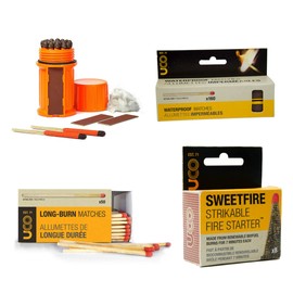 UCO Fire Starter Sample Pack with Waterproof and Long-Burn Matches, Strikable Fire Starter, Waterproof Case