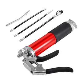 Bittwee Vehicle Grease Gun, Auto 6000 PSI Heavy Duty Pistol Grip Grease Gun Kit with 14 oz Load&18 Inch Spring Flexible Hose Flat Coupler Pointed Coupler Bent Metal Pipe, Universal for Cars