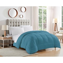 Dorm Room Essentials College Bedding Comforter 1 Piece Queen Size Solid Color Duvet Insert for College Students Boys and Girls, Queen, Denim Blue