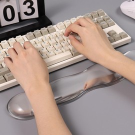 Clear Gel Wrist Rest for Keyboard, White Silicone Keyboard Wrist Rest, Cute Ergonomic Wrist Rest for Keyboard 60%/75%(White-Long)