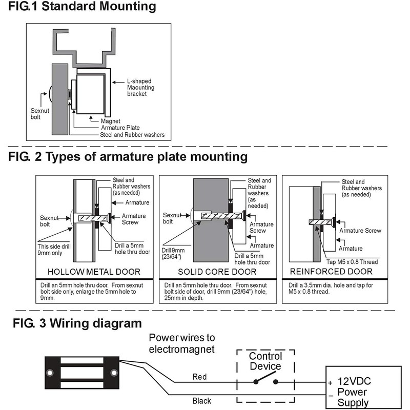 Electric Magnetic Lock 60KG 130LBS Holding Force Electromagnet Lock 12V