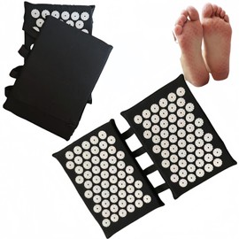 Ymoryiyi 2 x 33 cm Acupressure Mat for Feet and Back - Medical Nail Board with 110 ABS Tips, Washable Fascia Mat (Black)