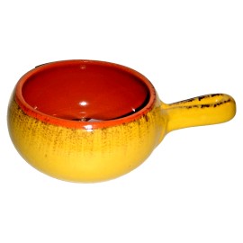 DE SILVA Terre D Umbria Yellow Pottery Handled Dish Soup Bowl HANDMADE IN ITALY