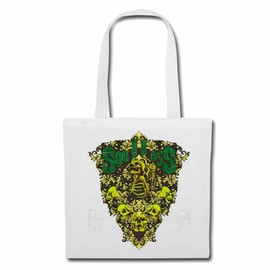 Reifen-Markt Tasche Umhängetasche SOULLESS SKULL BIKERSHIRT GOTHIC BIKE CLUB MC MOTORCYCLE CHOPPER CUSTOM MOTORRAD MOTORRADTREFFEN CLUB TREFFEN Einkaufstasche Schulbeutel Turnbeutel in Weiß