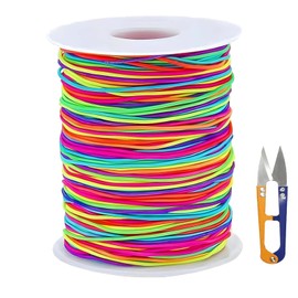 Elastic Thread Bead Cord Elastic Band Jewellery Making Cord Rubber Cord Rainbow Colour Stretch Cord Craft Cord Beads Cord for DIY Jewellery (with Scissors)