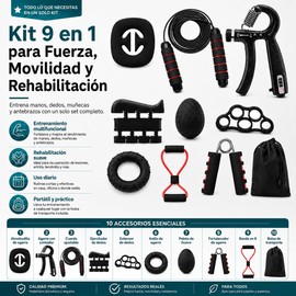 Eentrenador de Mano Fortalecedor de Dedos y Agarre Entrenador de Antebrazo con Contador Ideal Para el Tratamiento la Recuperación y el Entrenamiento de Fuerza de Las Articulaciones de Los Dedos (Juego de 9 piezas)