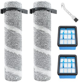 DianSung Brush Roll + Filter Accessory Set for Bissell CrossWave OmniForce Edge 4017N, 3999N, 4000N, 4076 Replacement Parts, 2 Brush Rollers + 2 Cotton Filters + 1 Cleaning Brush
