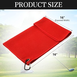 4 Pack Golf Towel for Golf Bags Microfiber Fabric Towel Bag with Clip Waffle Pattern Golf Accessories for Golf Ball Club Set, Multiple Colors (Red, Orange, Yellow, Purple)