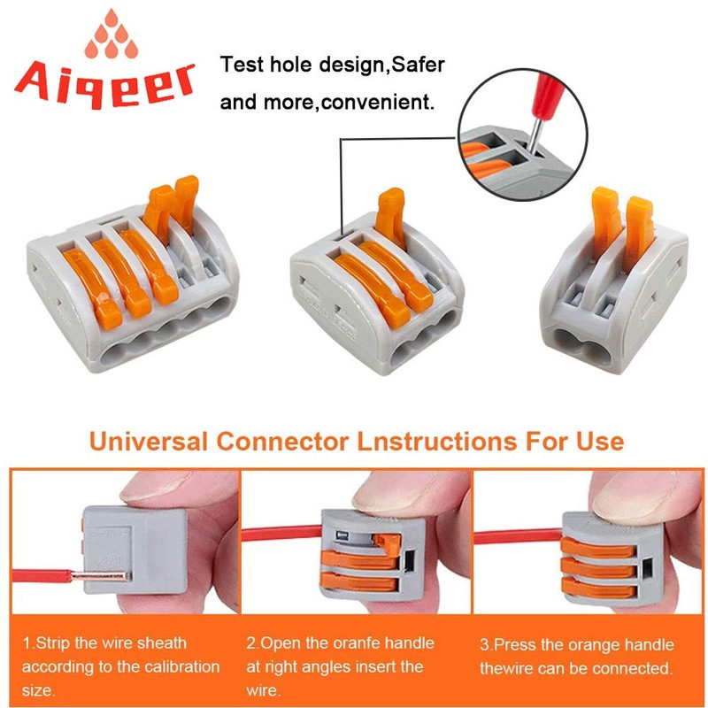 Aiqeer 50 Pcs Lever-Nut Wire Connectors Set, Conductor Compact Wire