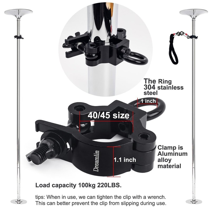 Dreamlin Dance Pole Hanging Clamp for Pole Dancing Accessories and