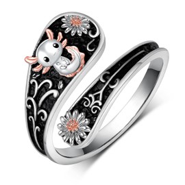 qielizhu Axolotl Ring 925 Sterling Silver Axolotl Spoon Rings Axolotl Thumb Ring Axolotl Jewelry Gift for Women