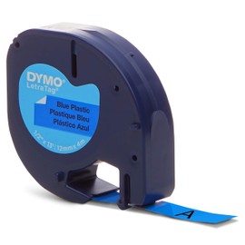 Dymo S0721660 LetraTag Plastic Label Tape, 12 mm, 4 Metre Roll, Black on White