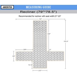 Ameritex Waterproof Nonslip Recliner Cover Christmas Decor Stay in Place, Dog Couch Recliner Cover Furniture Protector for Pets and Kids (Stone Blue, 23'')