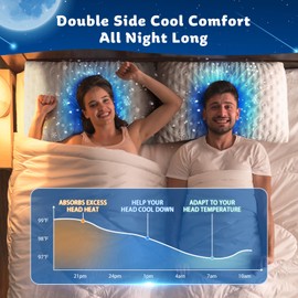 Cooling Side Sleeper Pillow for Neck and Shoulder Pain, Luxury Shredded Memory Foam Pillows for Sleeping, Firm Bed Pillows Queen Size Set of 2- Adjustable Queen Size- Washable Cover Original White