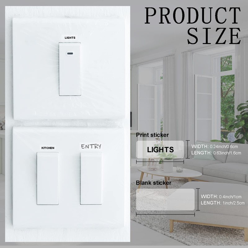 328 Pieces Light Switch Label Sticker Clear Transparent with Text,Waterproof