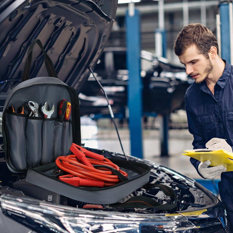 KUNN 14 Inch Jumper Cable Bag Durable Tools Cable Storage