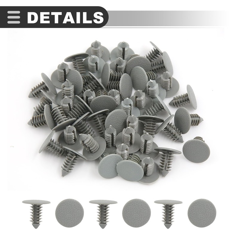 Motoforti Universal Car Bumper Clips, Car Rivets Retainers, 8mm, Plastic,