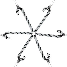 DERAYEE 6 PCS Christmas Glitter Candy Cane Plastic Candy Cane Christmas Tree Decorations for Xmas New Year Party Supplies (Black&White)