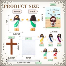 Xihaian 30 Sets Mini Jesus Figurines Bulk Easter Little Tiny Jesus Figures with Cross Prayer Scripture Cards and Organza Bags Religious Gifts Party Favors for Church Events Souvenir