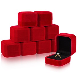 Lamoutor 9Pcs Velvet Ring Box Earring Box Jewelry Gift Box (Wine Red)