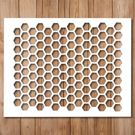 Generic Honeycomb Stencil - Street Art Beehive Bee hive Honeycomb Stencils for Painting on Wood, Glass, Wall, Rock, Walls, Glassware, Canvas - Hexangon Honeycomb Wall Stencil (7x9), White, 098345345