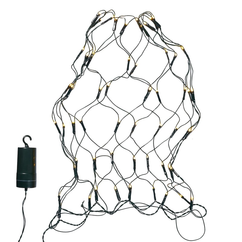 Lights4fun 60 LED Light Net Warm White Green Cable Timer