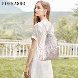PORRASSO Backpack Casual Daypack Women Lightweight Rucksack Large Nylon Bookbag for Travel Daily Use White B