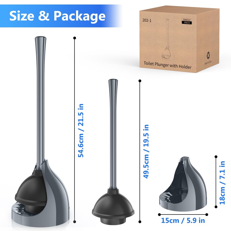 LOVLOY Toilet Plunger with Holder, Plunger with Unique Holder, Plungers
