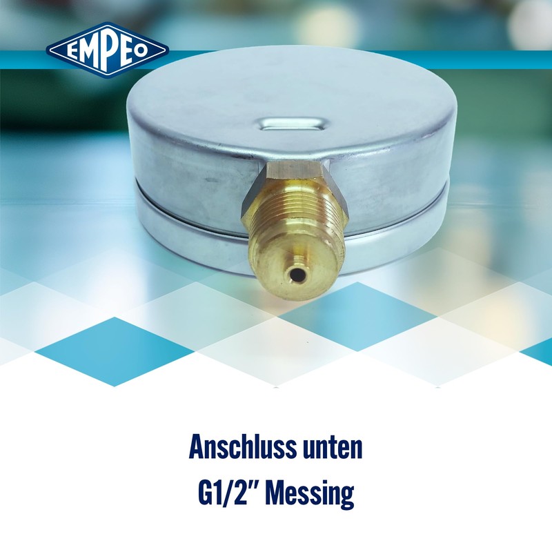 'Pressure Gauge Ng100 16BAR), G1/2 Below – Glycerine Filled