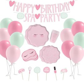 Modern Whimsy 68 pcs Spa Party Decorations | Spa Party Plates, Napkins & Forks | Spa Party Supplies for Girls | Sleepover Party Supplies for Girls | Happy Birthday Banner, Spa Party Banner (Serves 12)
