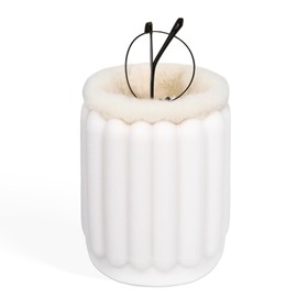 AINBIN Eyeglass Holder for Nightstand, Anti-scratch Plush Lined Silicone Glasses Holder Stand for Office Desk Coffee Table Storage Organizer Home Decor White