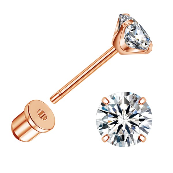 EQFE 18K Gold Threadless Flat Back Earrings Leaf CZ Handmade
