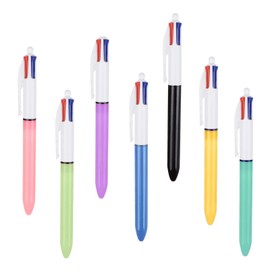 7 Pcs 4 Colour Retractable Ballpoint Pens, MultiColoured Pens All in One, Medium 1.0mm, Assorted Colors (Black, Green, Blue, Red) Smooth Writing for Office School Supplies Students Children Gift